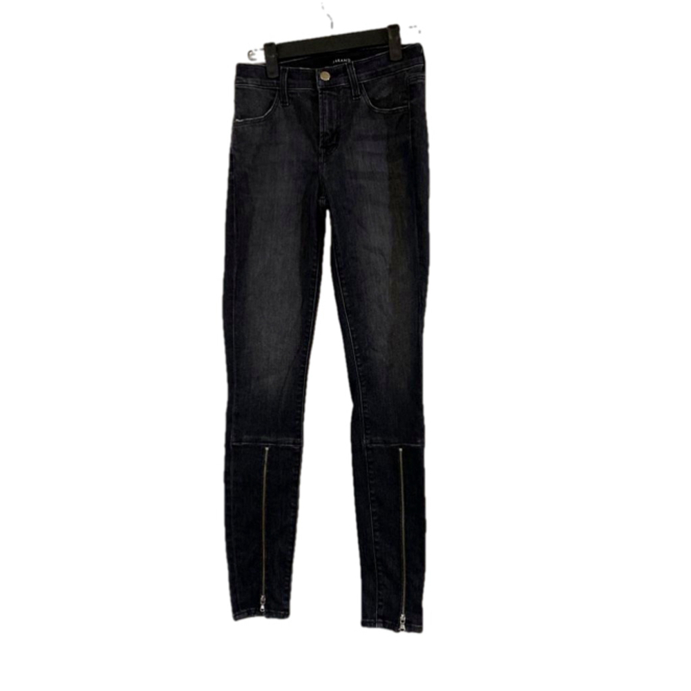 Women's J Brand Jeans, Charcoal Black, Skinny Zipper Leg Moto Design, Size 25